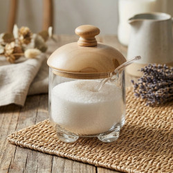 Sugar Bowl with Wooden Lid